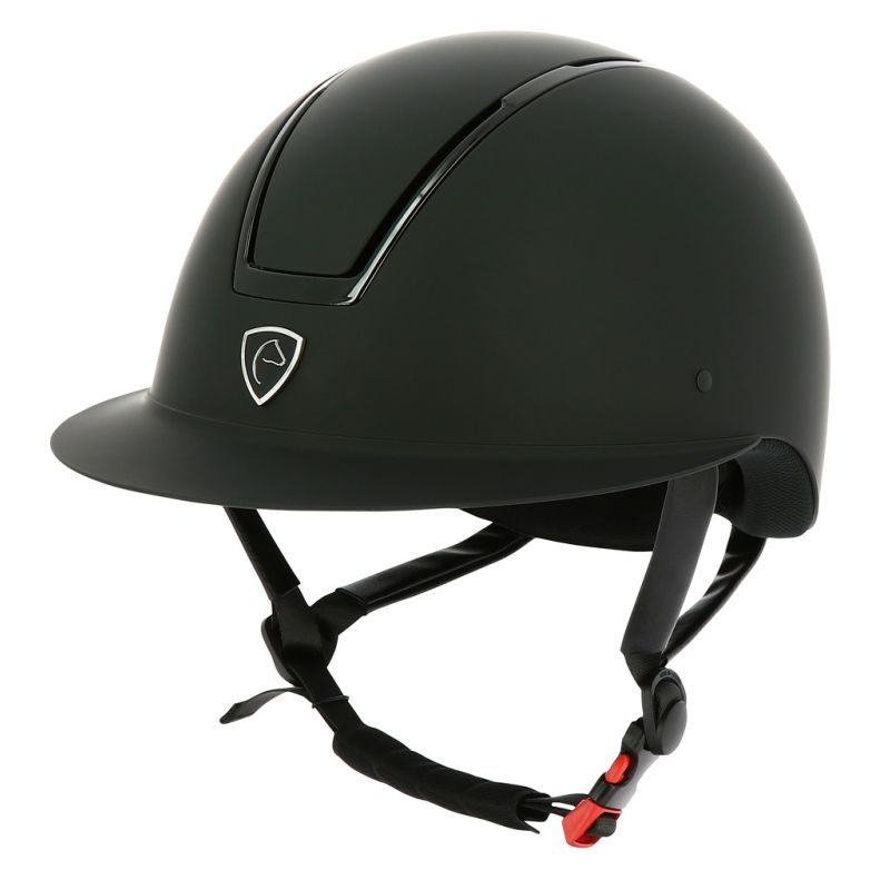 KASK EQUITHÈME „GLINT MAT” czarny, błyszcząca czarna wstawka konturowa